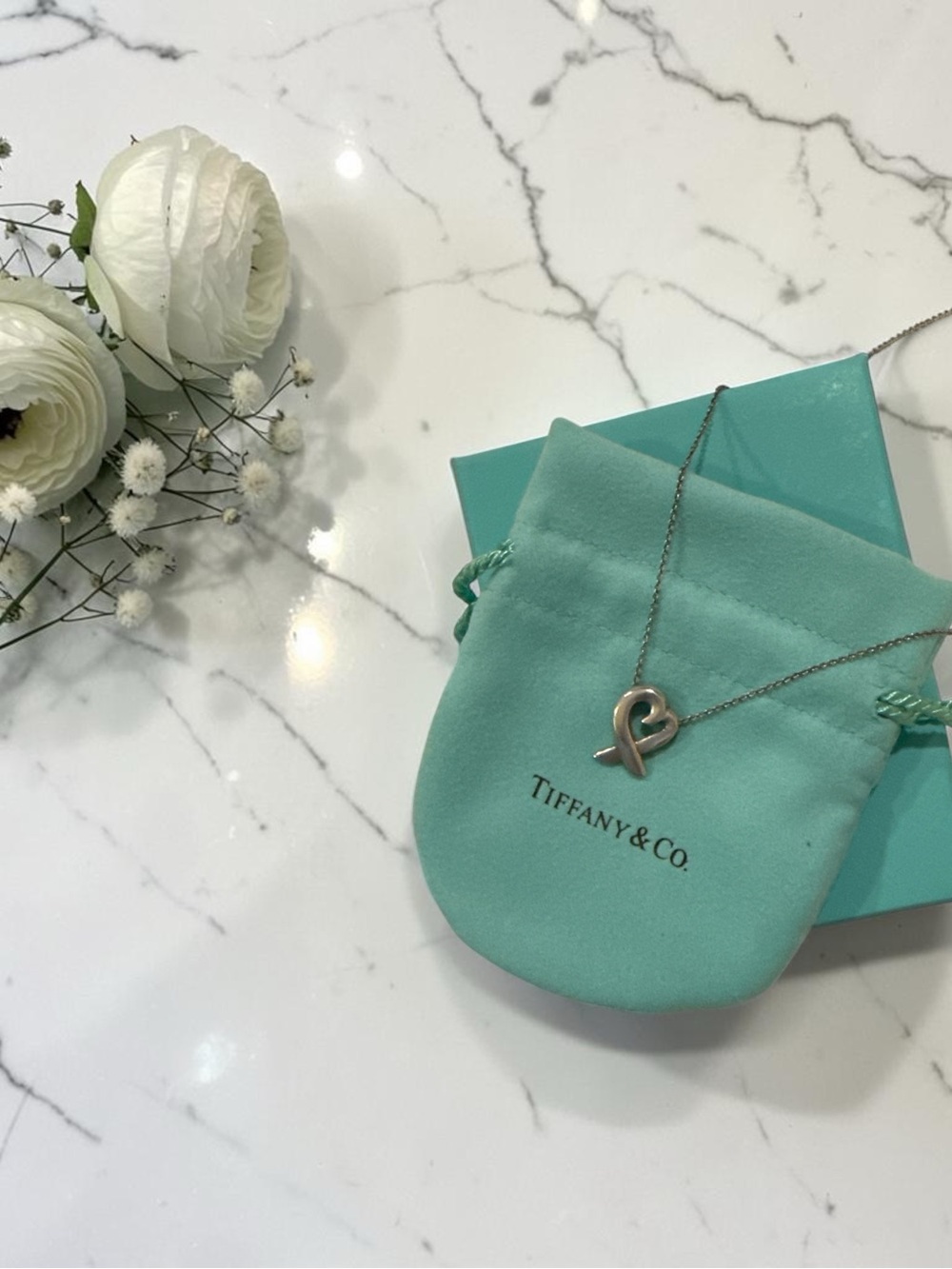 Authentic Tiffany & Co. Paloma Picasso Loving Heart Necklace Sterling Silver 925